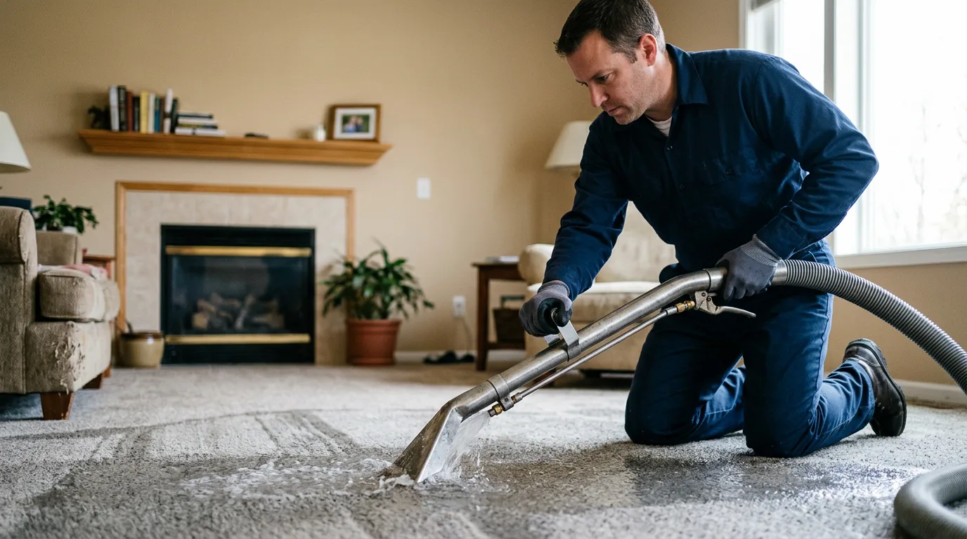 Water damage restoration technician working near Dale, WI